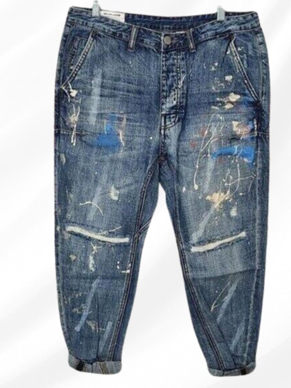Man X OneTeaspoon Distressed Blue Suede Jeans Size 34R